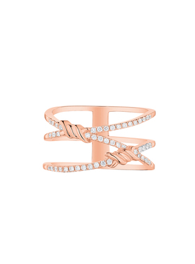 【12期免息】DJULA茱蕊 逆爱系列18K金镶钻玫瑰金白金戒指