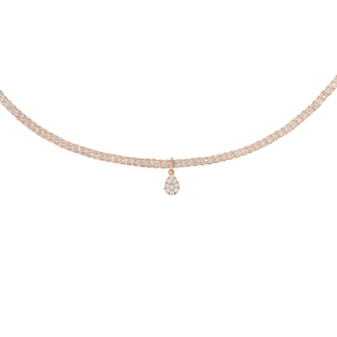 DJULA茱蕊星耀系列18K金镶钻水滴吊坠玫瑰金白金项链 3期免息