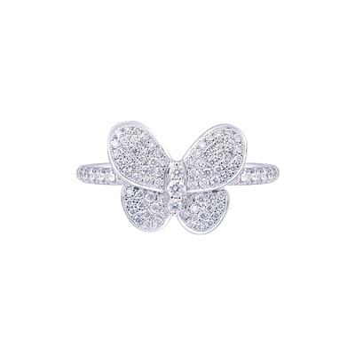 【24期免息】DJULA茱蕊 蝴蝶系列18K金钻石白金戒指气质高级戒指