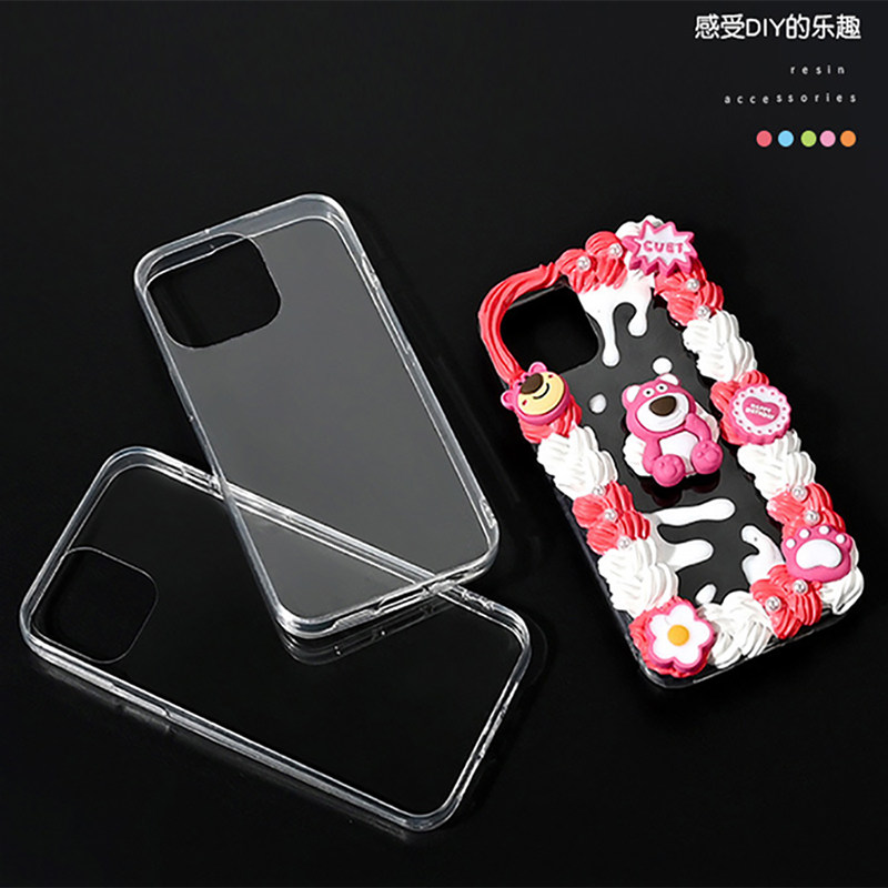 凹槽透明手机壳iphone12华为苹果12/x小米滴胶奶油胶手工diy材料