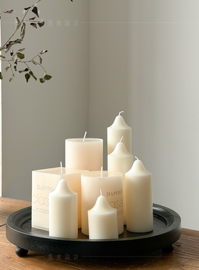 侘寂风简约实木托盘蜡烛香薰摆件
