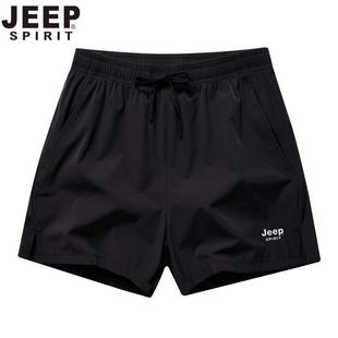 跑步三分褲 jeep運(yùn)動(dòng)短褲 夏季 田徑馬拉松彈力休閑沙灘褲 男女款 子男