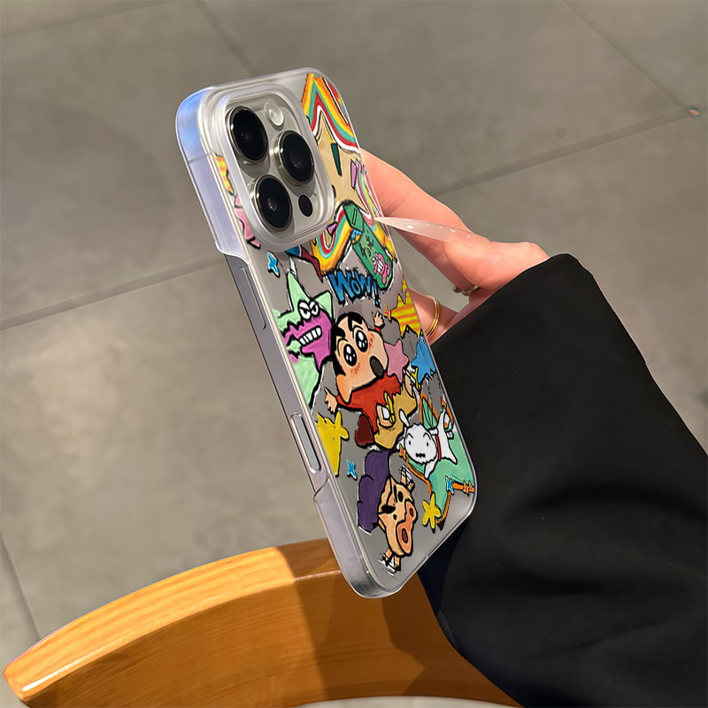 创意ins涂鸦小新适用苹果15promax手机壳16pro华为mate70新款磨砂PC硬壳OPPOReno12/vivos19x100超火小米15套