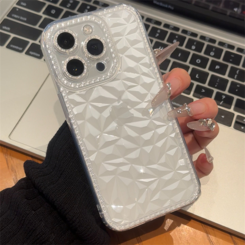 ins网红适用iPhone13钻石纹手机壳14新款16plus女神款12苹果16promax全包女透明xr硅胶保护套15promax高级感