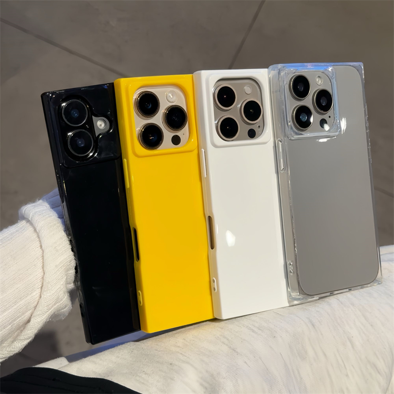 抖音同款适用苹果15手机壳16方形直角纯色iphone15promax潮牌黑色14pro小众13高级感14pm男女15不会撞壳爆款
