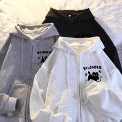 中大儿童男女童装开衫连帽纯棉卫衣2024秋冬季新款宽松慵懒风外套