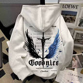 美式 高街风翅膀剑连帽卫衣2025秋冬新款 男女童oversize宽松上衣