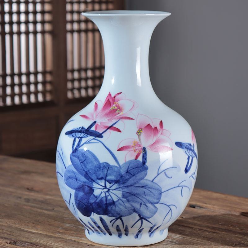 新中式手绘景德镇陶瓷花瓶仿古家居博古架玄关书房装饰工艺品摆件,家居饰品,花瓶,淘宝优惠券,粉丝福利购,淘宝优惠卷