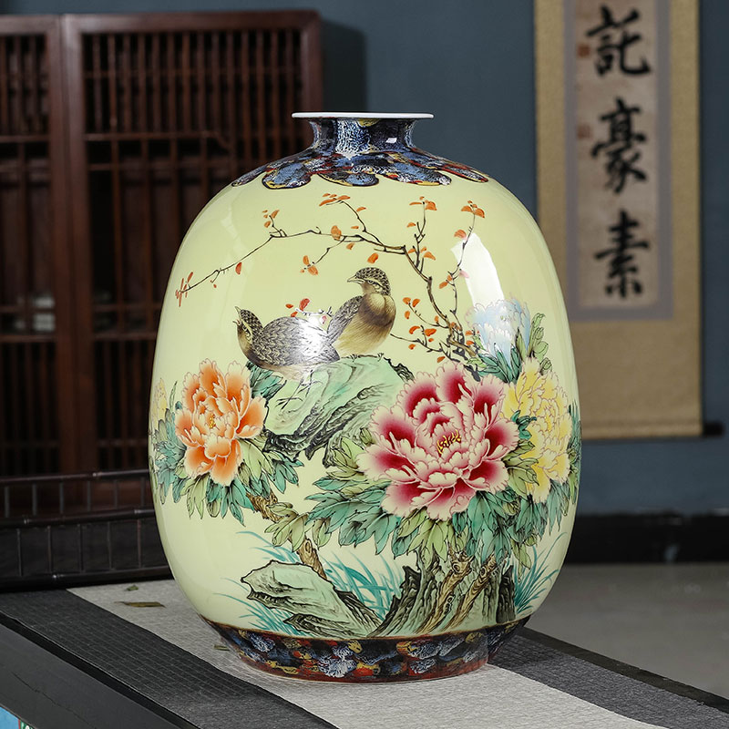 景德镇大师手绘釉下彩工艺陶瓷花瓶收藏瓷客厅玄关书房装饰品摆件
