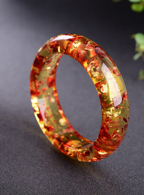 波罗的海天然花珀蜜蜡手镯 粉红花瓣琥珀花珀手镯花珀手链 女款