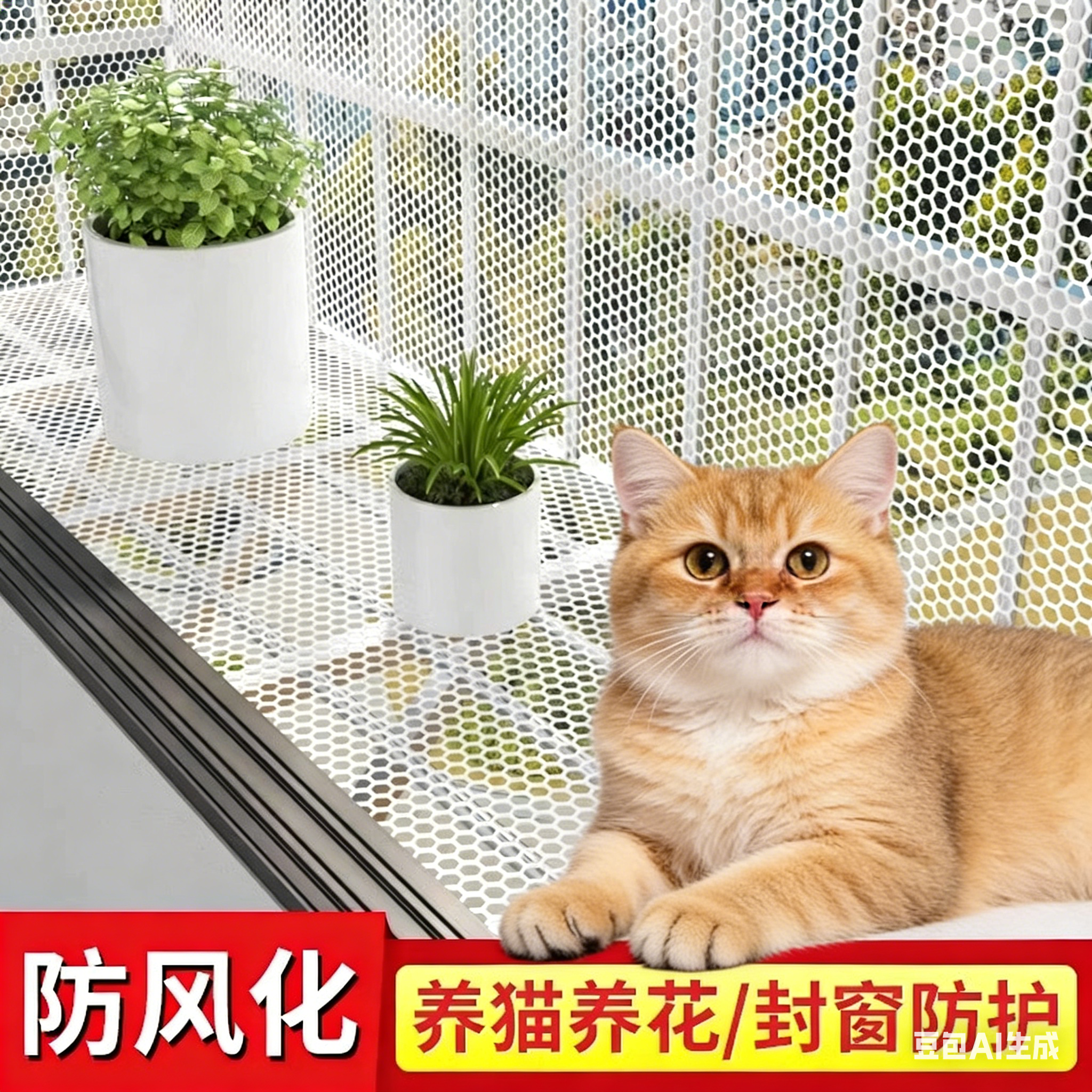 阳台防护网塑料网格围栏网安全防盗窗垫板窗台防猫掉封窗网护栏网