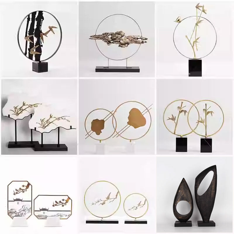 新中式创意几何金边竹子摆件样板间样品屋展示中心酒店客厅玄关茶,家居饰品,装饰摆件,淘宝优惠券,粉丝福利购,淘宝优惠卷