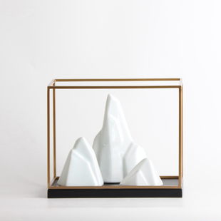 新中式 饰品 样板间售楼处现代假山摆件家居客厅博古架隔断层茶室装