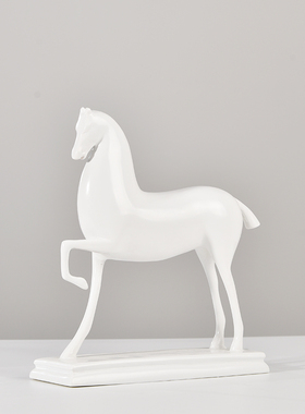 新中式蓝色马头树脂家居摆件现代酒店别墅展厅玄关动物软装饰品