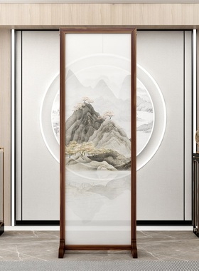 山水实木屏风隔断遮挡玄关客厅办公室折叠移动新中式房间分割神器