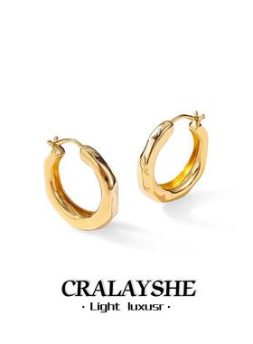 官方正品潺流素圈耳圈简约高级耳环女2024新款爆小众设计法式
