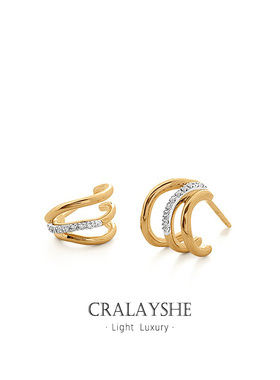 【秋冬】以爱为营白鹿同款耳环女三层环形耳钉新款秋冬高级感女款