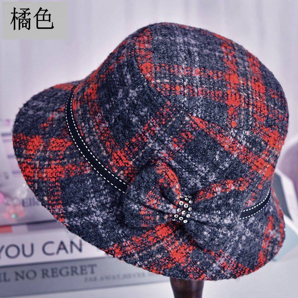 中老年人时尚女士秋冬季妈妈毛呢礼帽加厚奶奶布盆帽春秋休闲礼帽