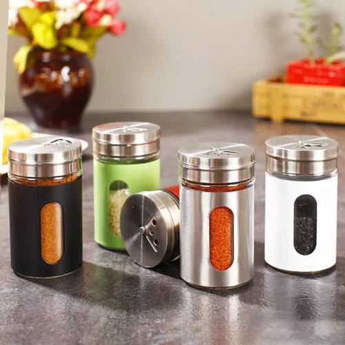 Stainless Steel Seasoning Jars Glass Spreading Bottle Barbec