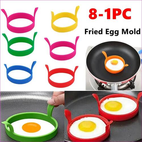 8X Silicone Ring Fried Egg Mold Nonstick Pancake Ring Molds