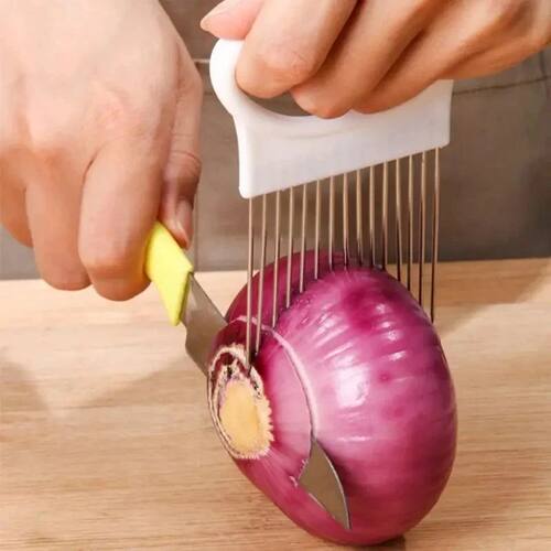 Stainless Steel Onion Cutter Holder Food Slicers Assistant T
