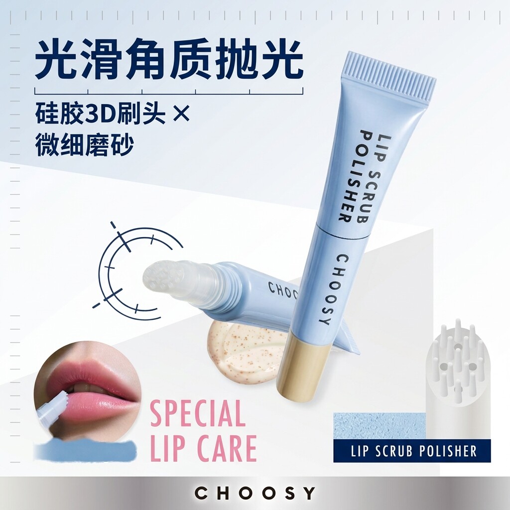 CHOOSY唇部磨砂膏去死皮去角质硅胶刷头唇部护理蜂蜜核桃香