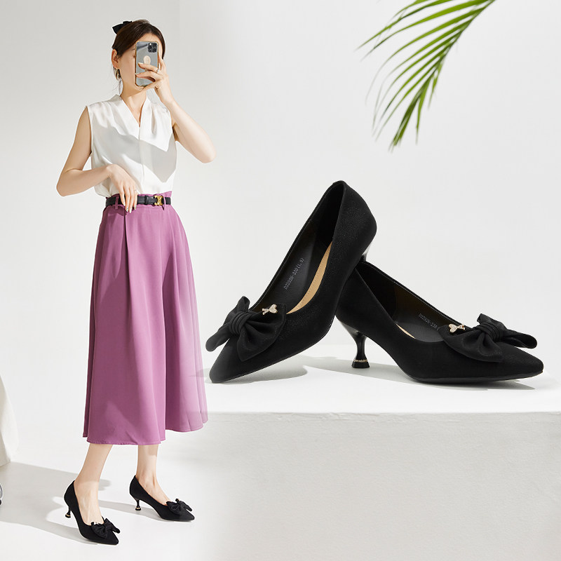 xyxyly/香香莉高跟鞋甜美蝴蝶结