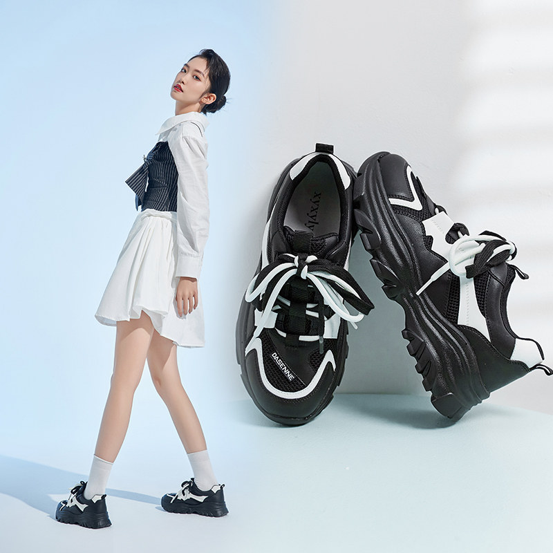 香香莉官方正品女鞋拼色新款休闲运动鞋韩版ins老爹时尚跑步透气