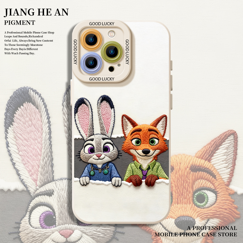 适用苹果手机壳毛绒朱迪尼克