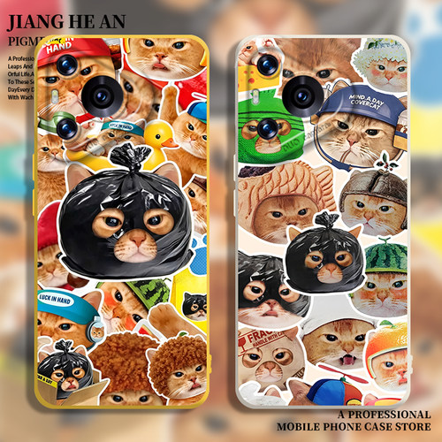 适用华为手机壳拼接猫咪