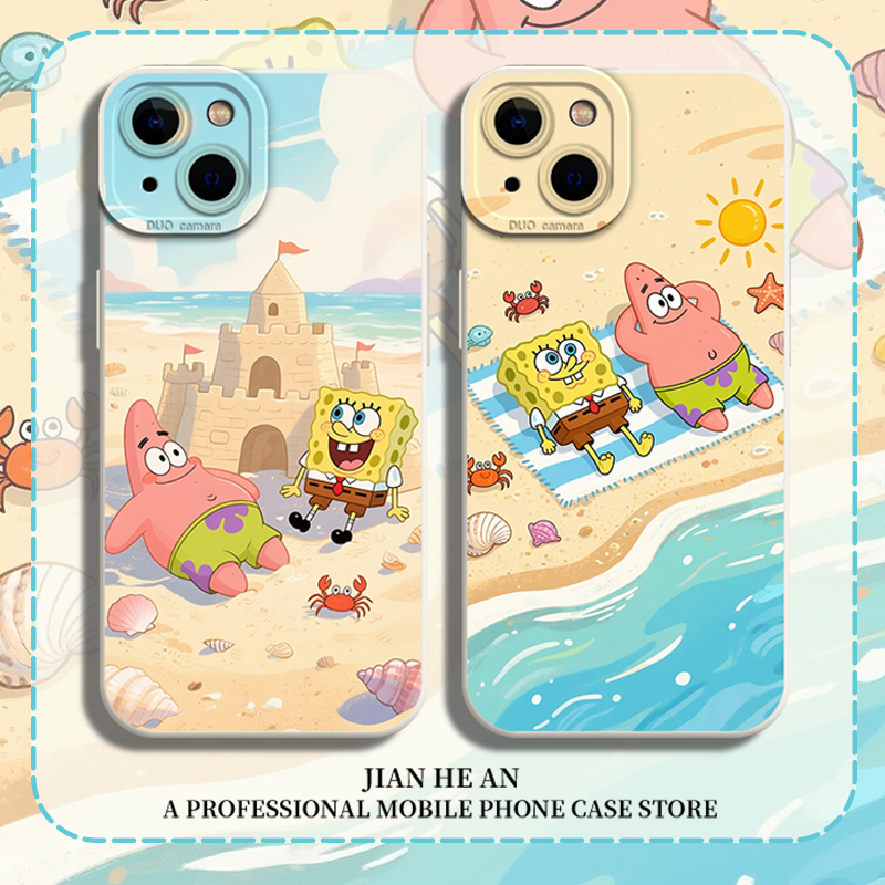 适用苹果手机壳沙滩海绵宝宝