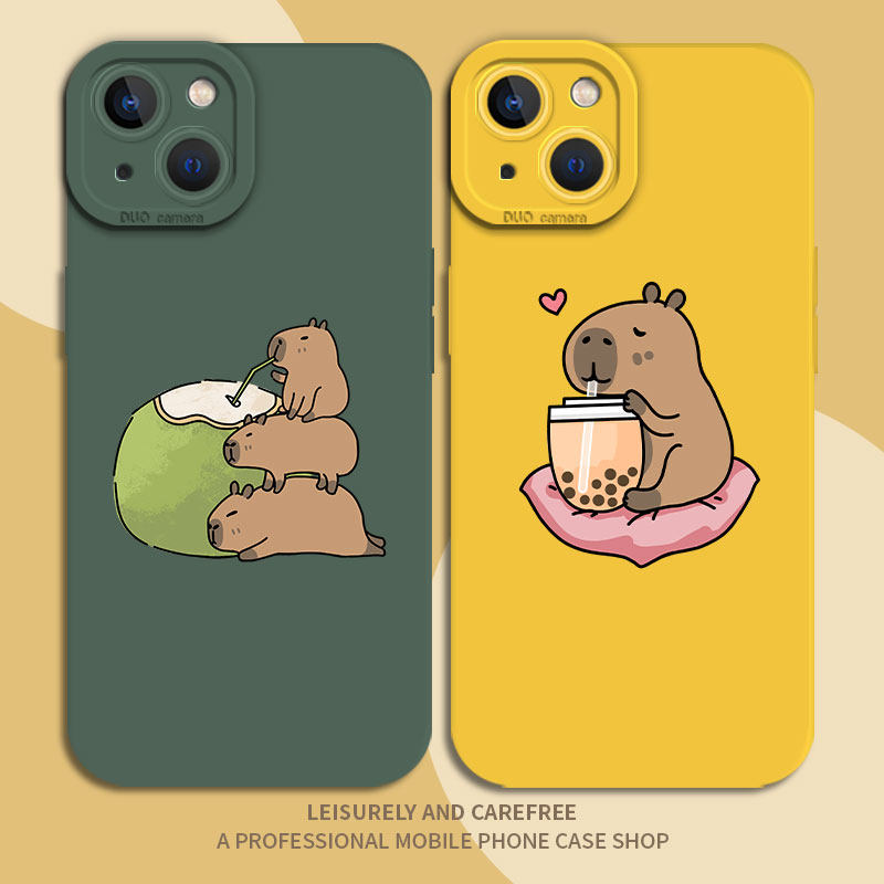 适用奶茶水豚iPhone14手机壳16/15苹果13pro卡皮巴拉12mini情侣11新款xsmax豚鼠xr可爱x趣味8plus硅胶7p套se3,3C数码配件,手机保护套/壳,淘宝优惠券,粉丝福利购,淘宝优惠卷