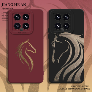 note 艺术马纹适用红米k90手机壳小米14马年17新年max本命年15红色13 12pro turbo k80k70k60k50k40s至尊版