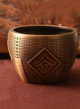 摆件纯铜招财家居铜缸乔迁礼品五谷丰登客厅斗开业装饰品聚宝盆升