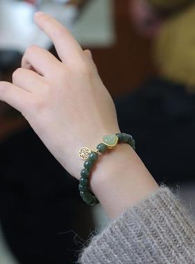 手链手天然和田玉饰转运珠礼物设计女小众7/8mm弥勒佛手串桶珠吊