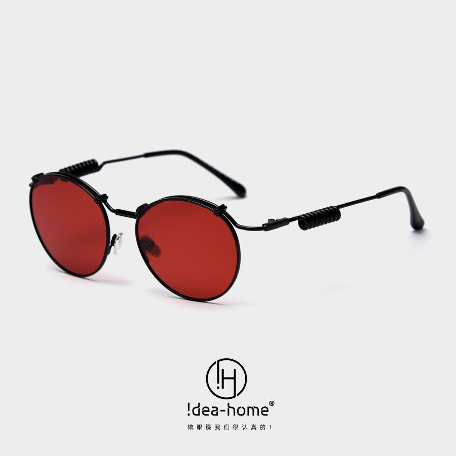 太阳眼镜镜墨镜复古朋克框圆形圆风女嘻哈街拍潮金属男女新款个性