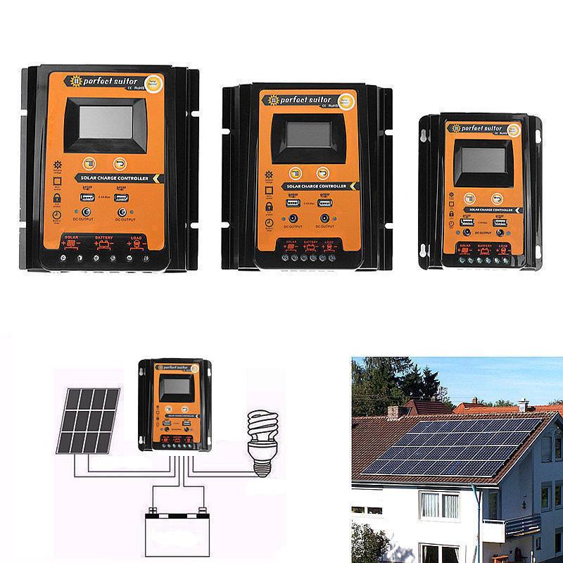 控制器能太阳12v24v/a光伏30/50充电电池板70a发电pwm充自动48v双