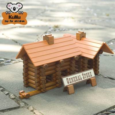 积木玩具建筑小木屋建造原木创意林肯165pcs搭房儿童拼岁3/6木质
