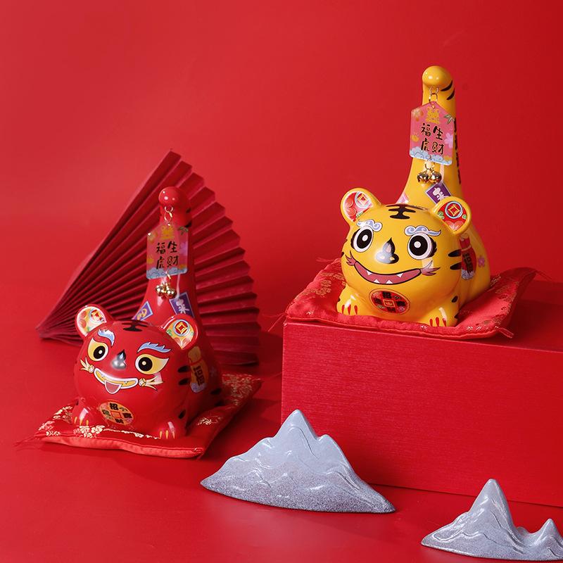 虎年吉祥物陶瓷摆件2022创意储钱罐存钱收银台店铺开业家居礼品