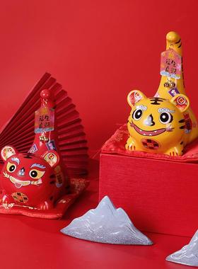 虎年吉祥物陶瓷摆件2022创意储钱罐存钱收银台店铺开业家居礼品