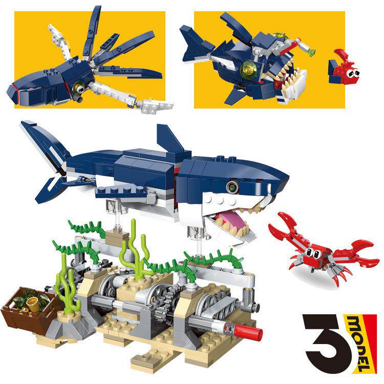 生物积木玩具创意深海拼装鲨鱼31088百变儿童31009益智系列兼容库