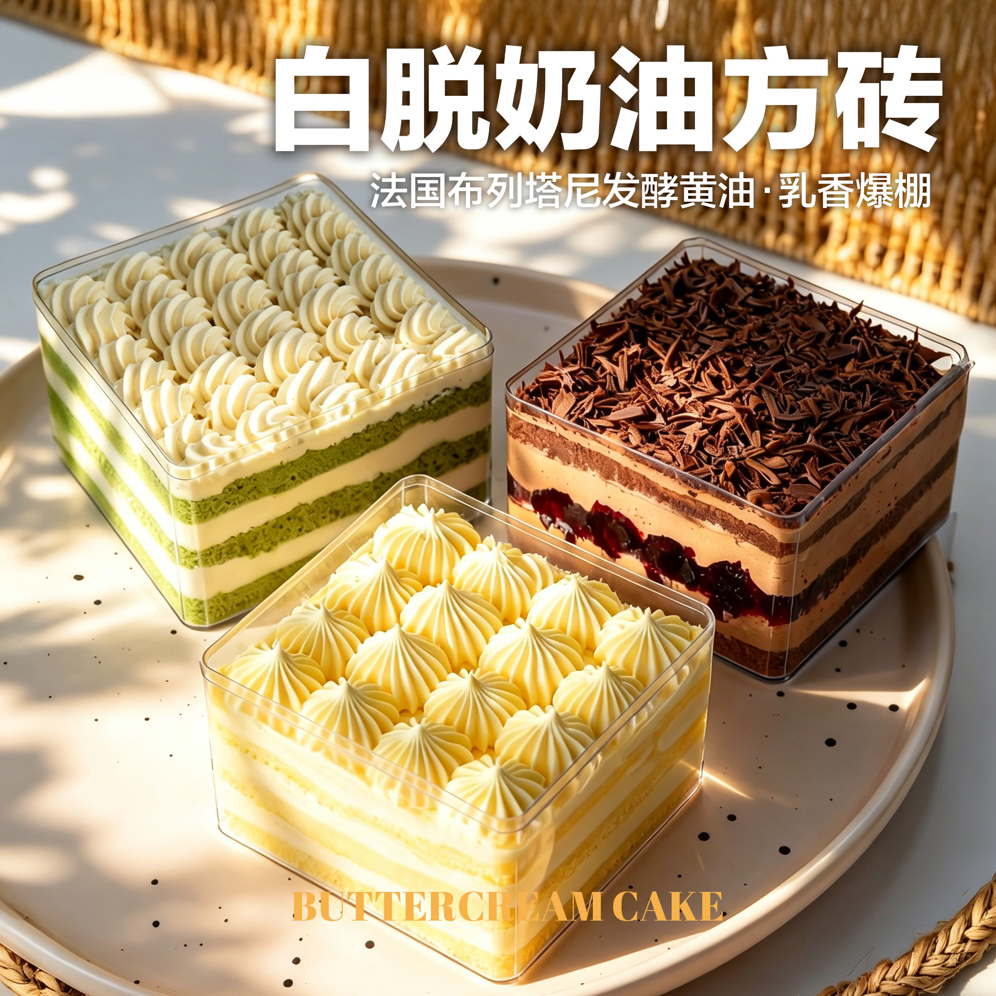 【海藻糖版】粉盐甜品白脱奶油盒子蛋糕 复古怀旧蛋糕 2盒装