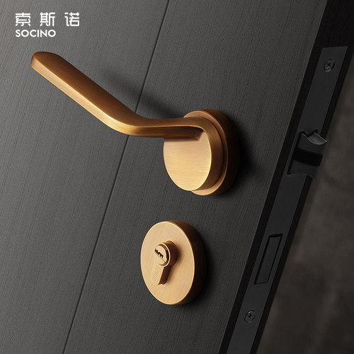 索斯诺卧室黄古铜美式磁吸分体锁