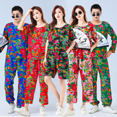 东北大花布衣服男女晨袍聚会网红伴娘闺蜜运动年会表演出搞笑套装