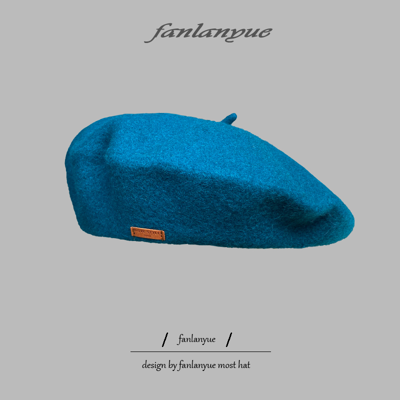 贝雷帽甜美可爱女秋冬皮标