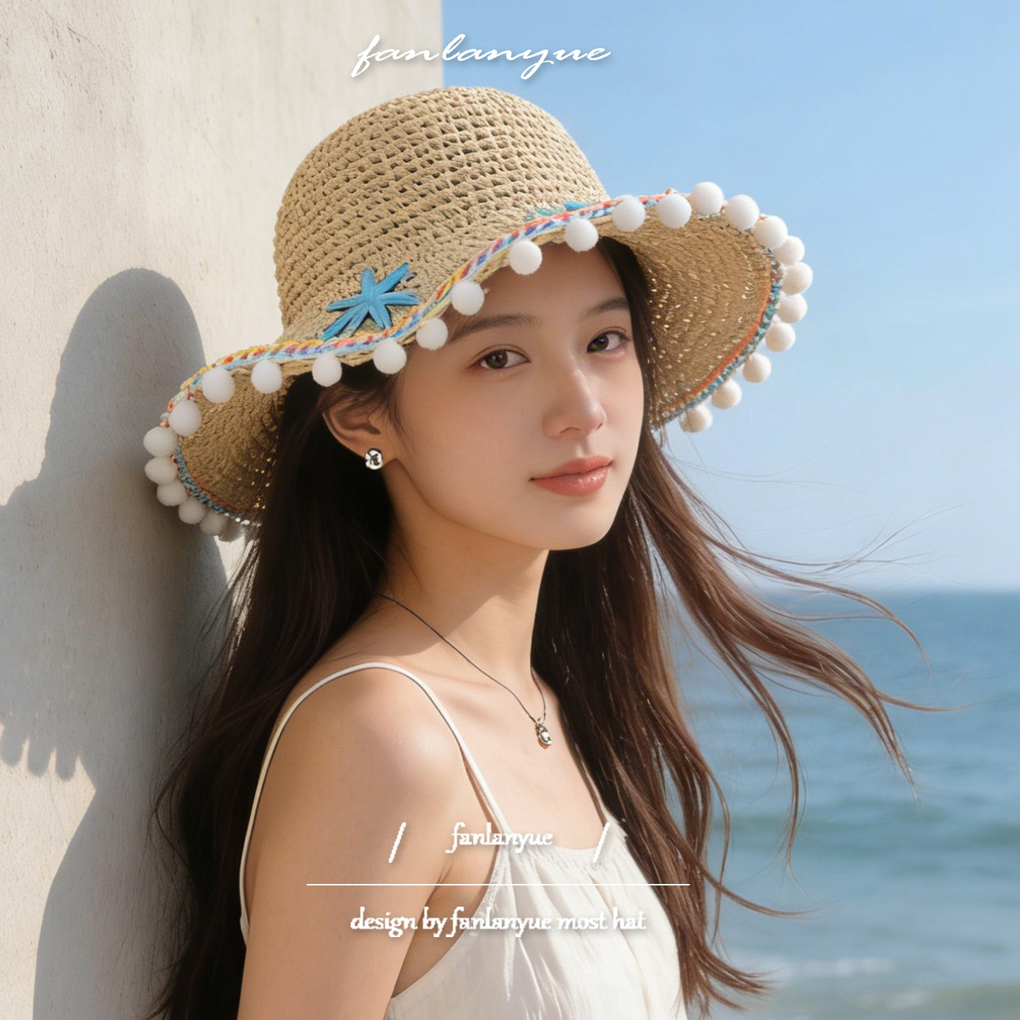 度假草帽女夏季遮阳帽编织宽檐帽子出游海边防晒帽高级感拍照帽潮