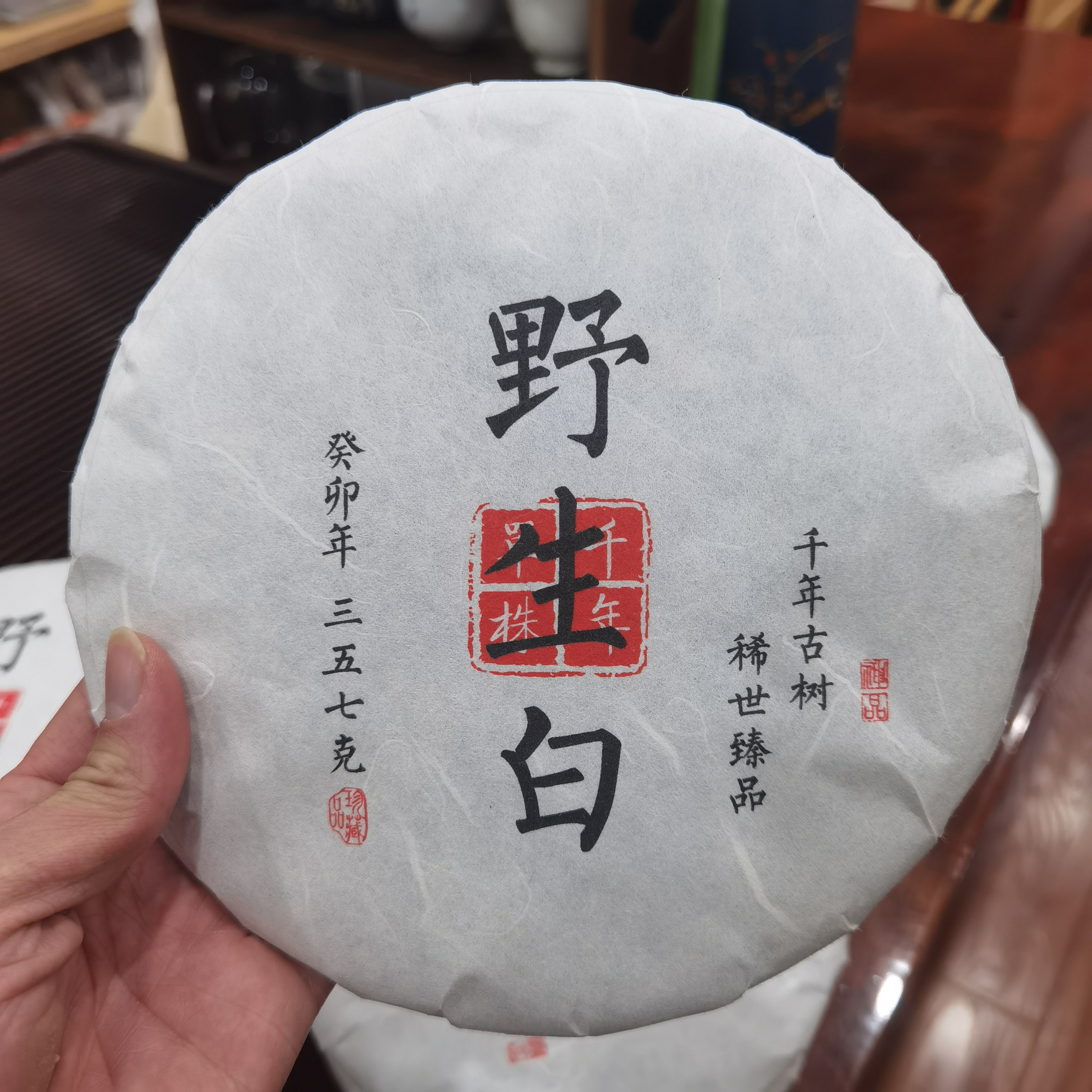 2023年 357克千年野生古树白茶饼 大雪山深林荒野白茶