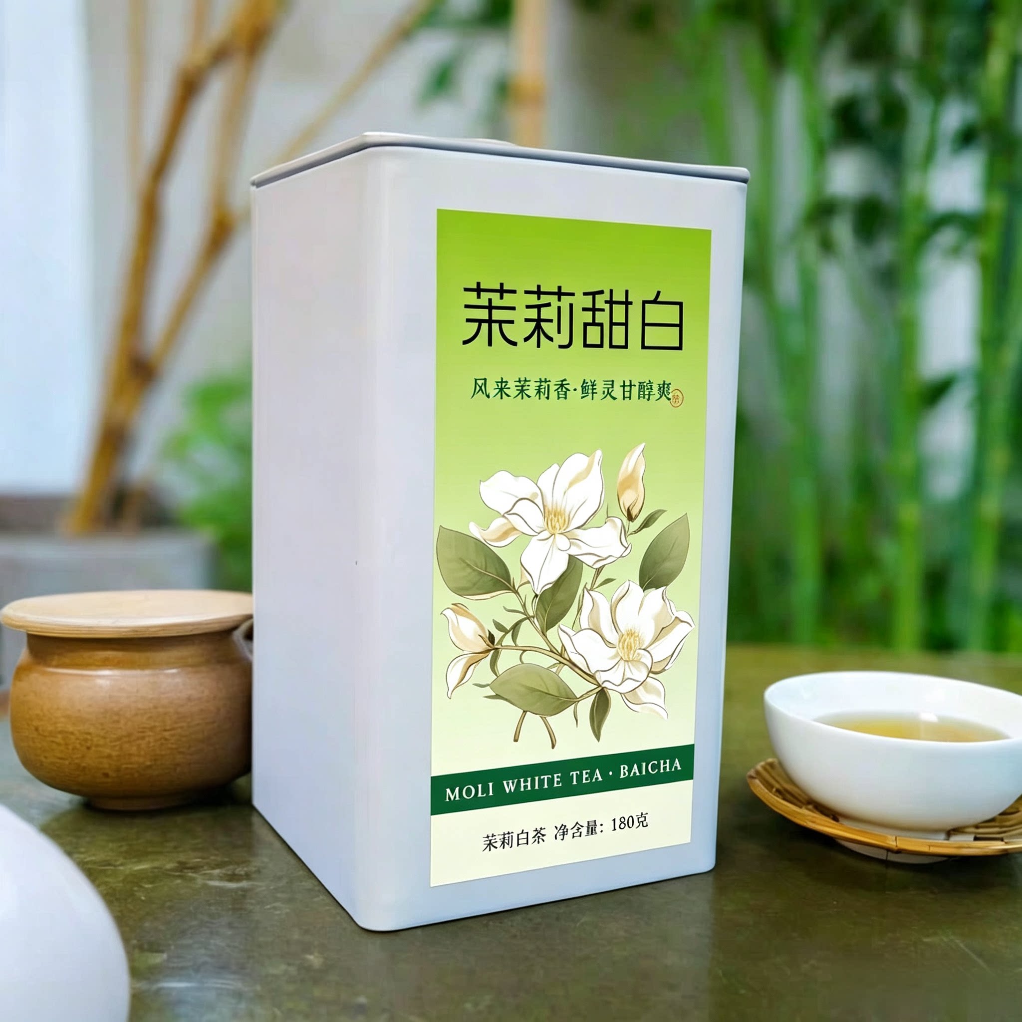 茉莉白茶 老树白茶 小方片独立袋装6克/片  清香鲜爽甘醇30片/罐