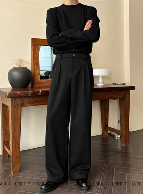 LNED7【精纺毛呢西裤】冬季加厚重磅A字直筒毛呢西裤TR混纺休闲裤