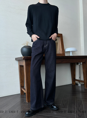 LNED7 秋冬季手缝针A字直筒宽松原牛牛仔裤14盎司cleanfit牛仔裤
